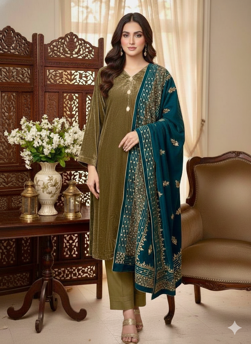 The Olive Emerald Velvet Ensemble
